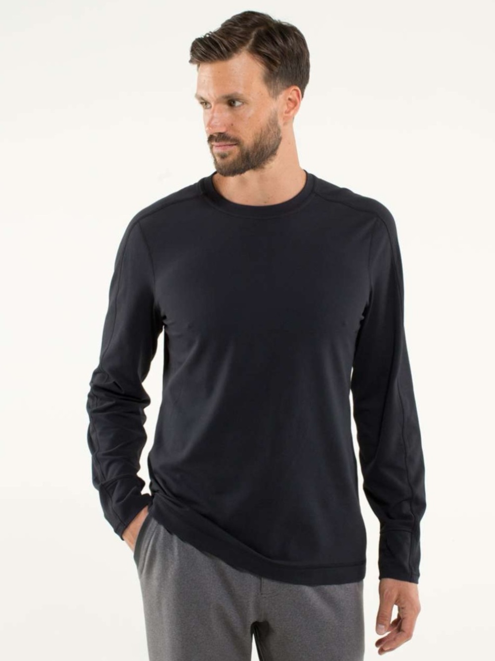 Lululemon Velocity Long Sleeve Top Black Mens size Large Fall Winter Running Gym